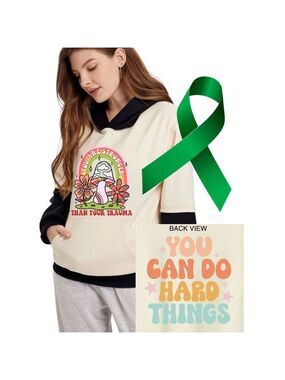 Stronger Than Trauma mental health graphic hoodie sweatshirt oversized medium